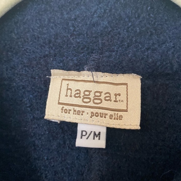 HAGGAR for her vintage 90’s Embroidered Blue Boiled Wool Cardigan - Picture 5 of 8